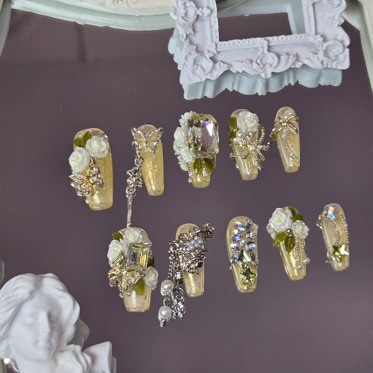 Citrus Charm Swarovski Nails