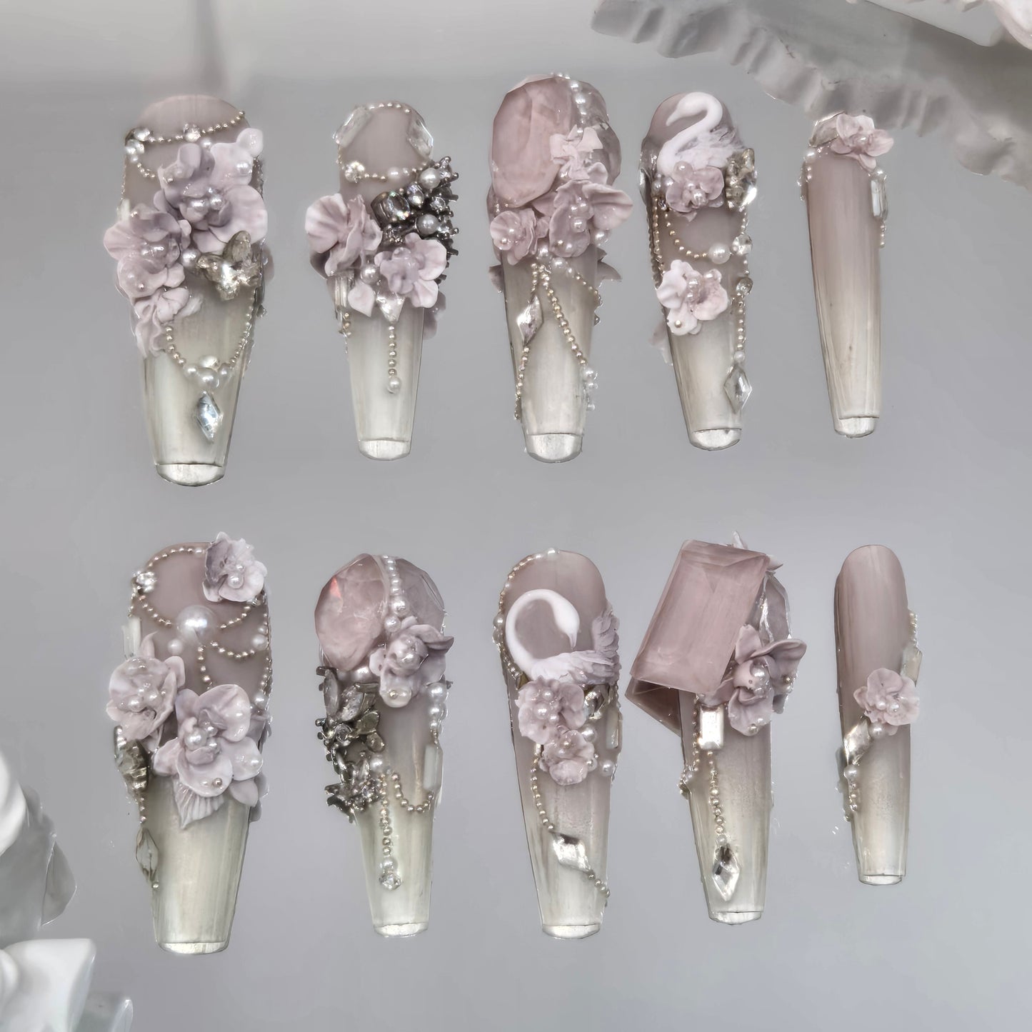 Muted Majesty Swarovski Nails