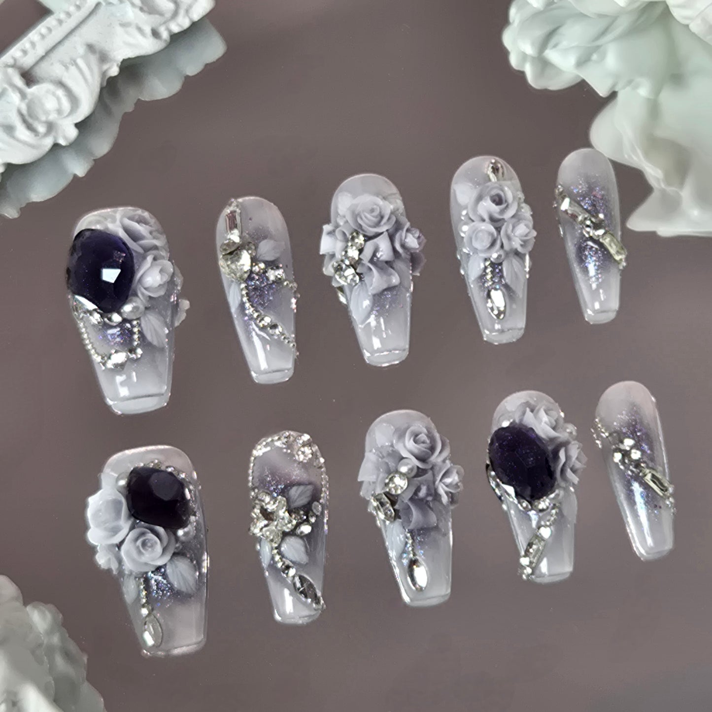 Twilight Bloom Swarovski Nails