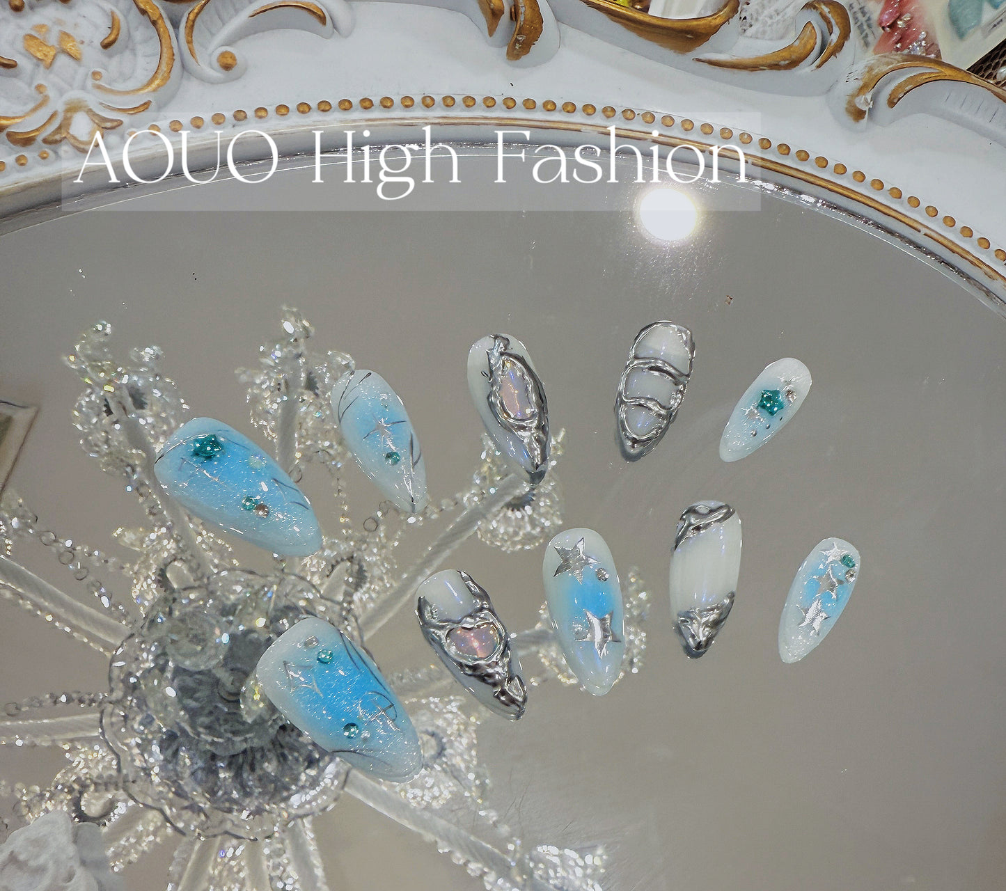 Blue Melting Heart Cool Nails