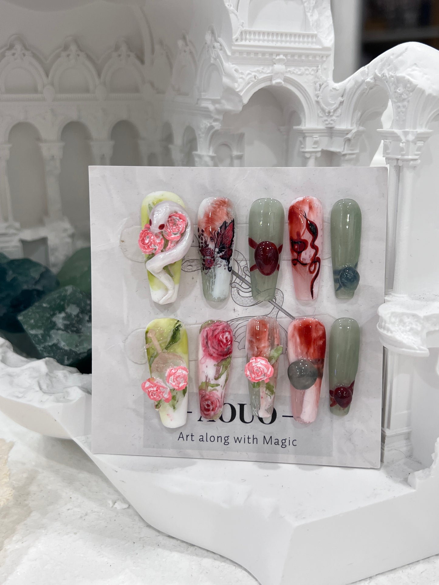 Jade Snake Chinese Nails