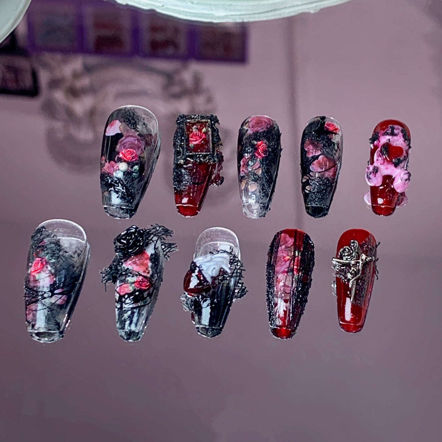 Crimson Eclipse Dark Nails