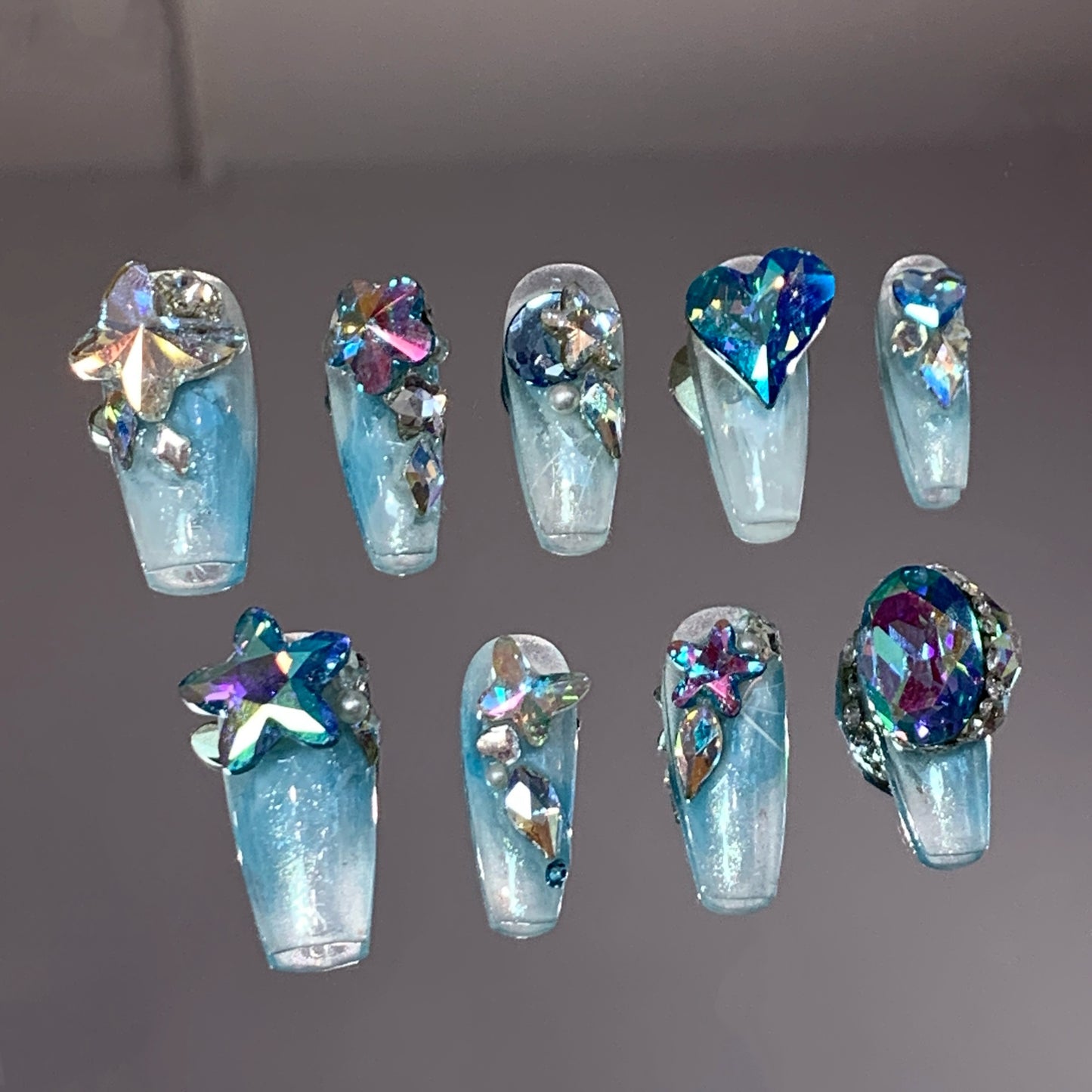 Lagoon Love Swarovski Nails
