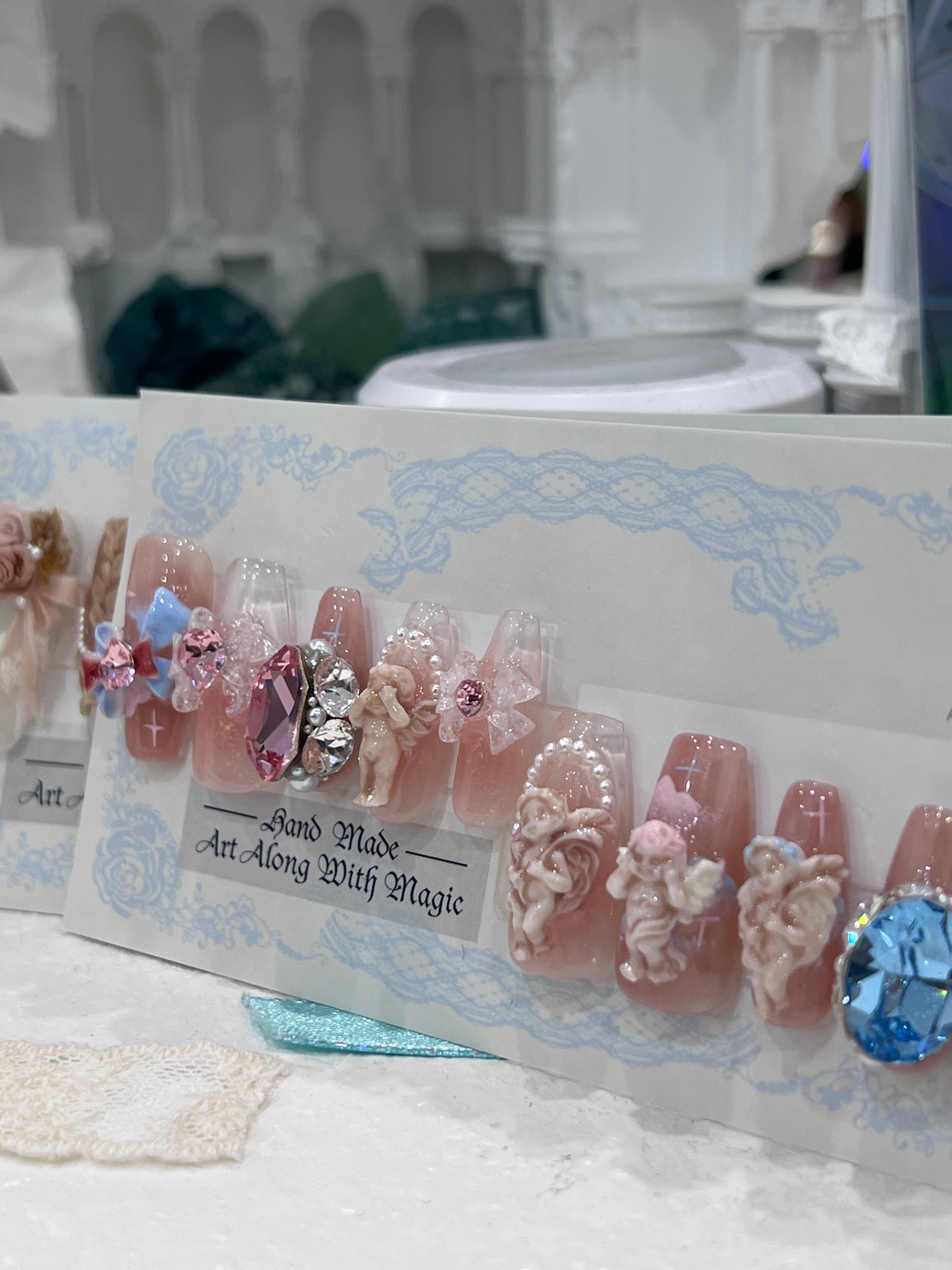 Five Angel Swarovski Nails