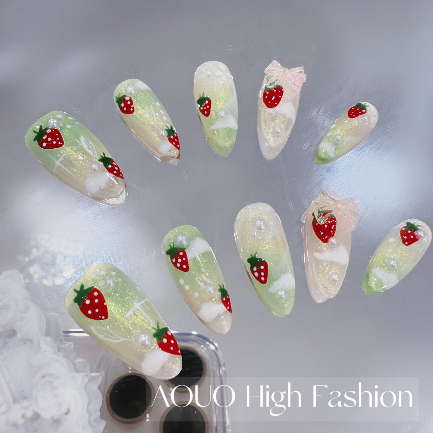 Strawberry Cloud Cool Nails