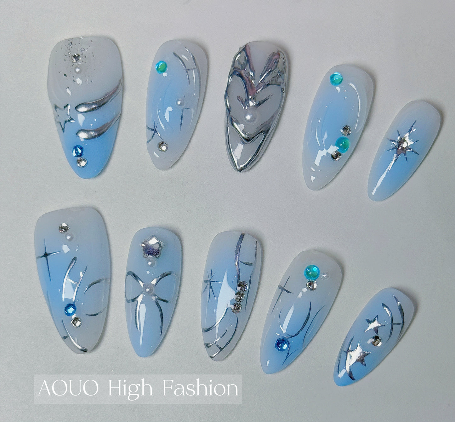 Chrome Blue Dream Cool Nails