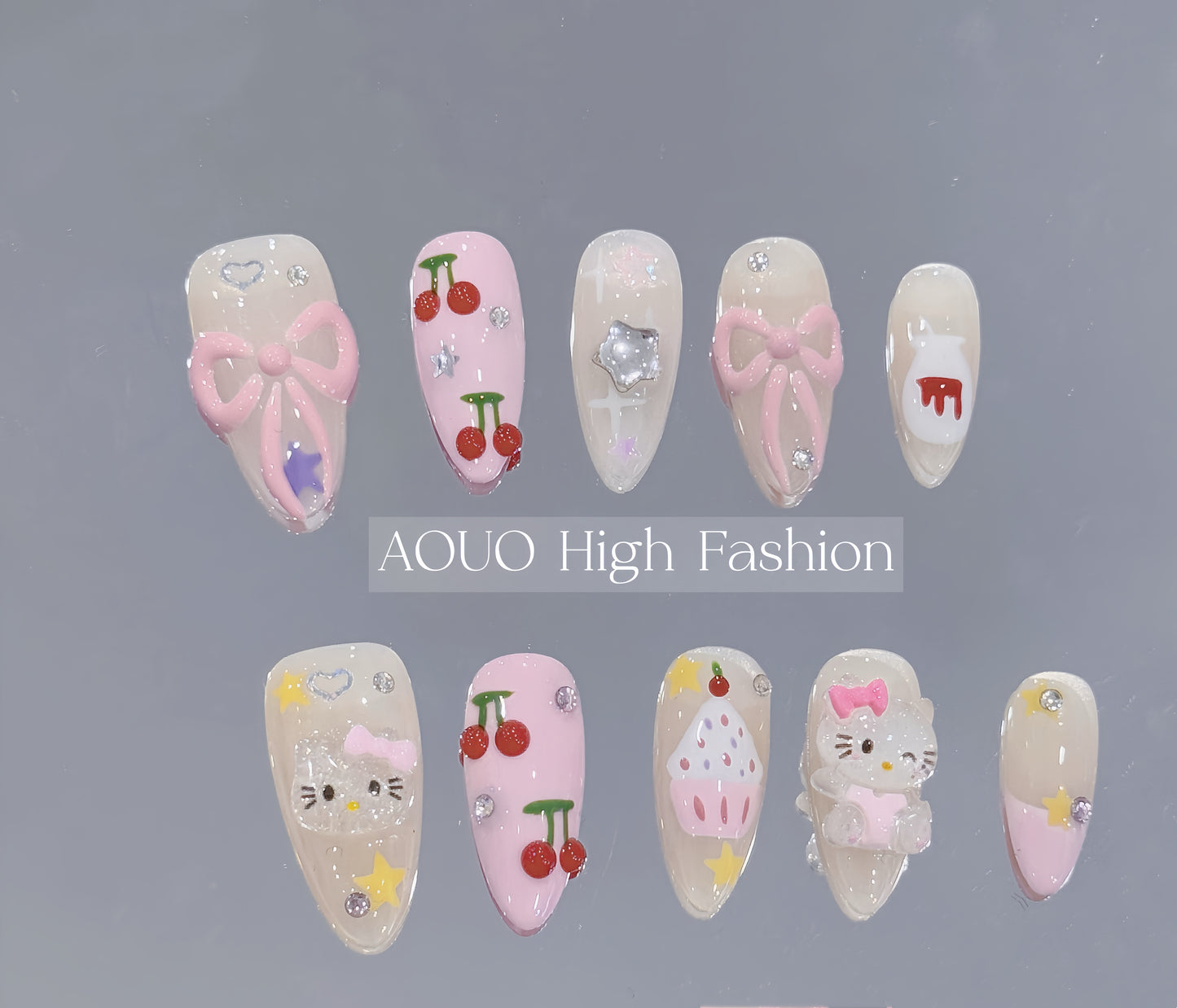 Cherry Hello Kitty Character Nails
