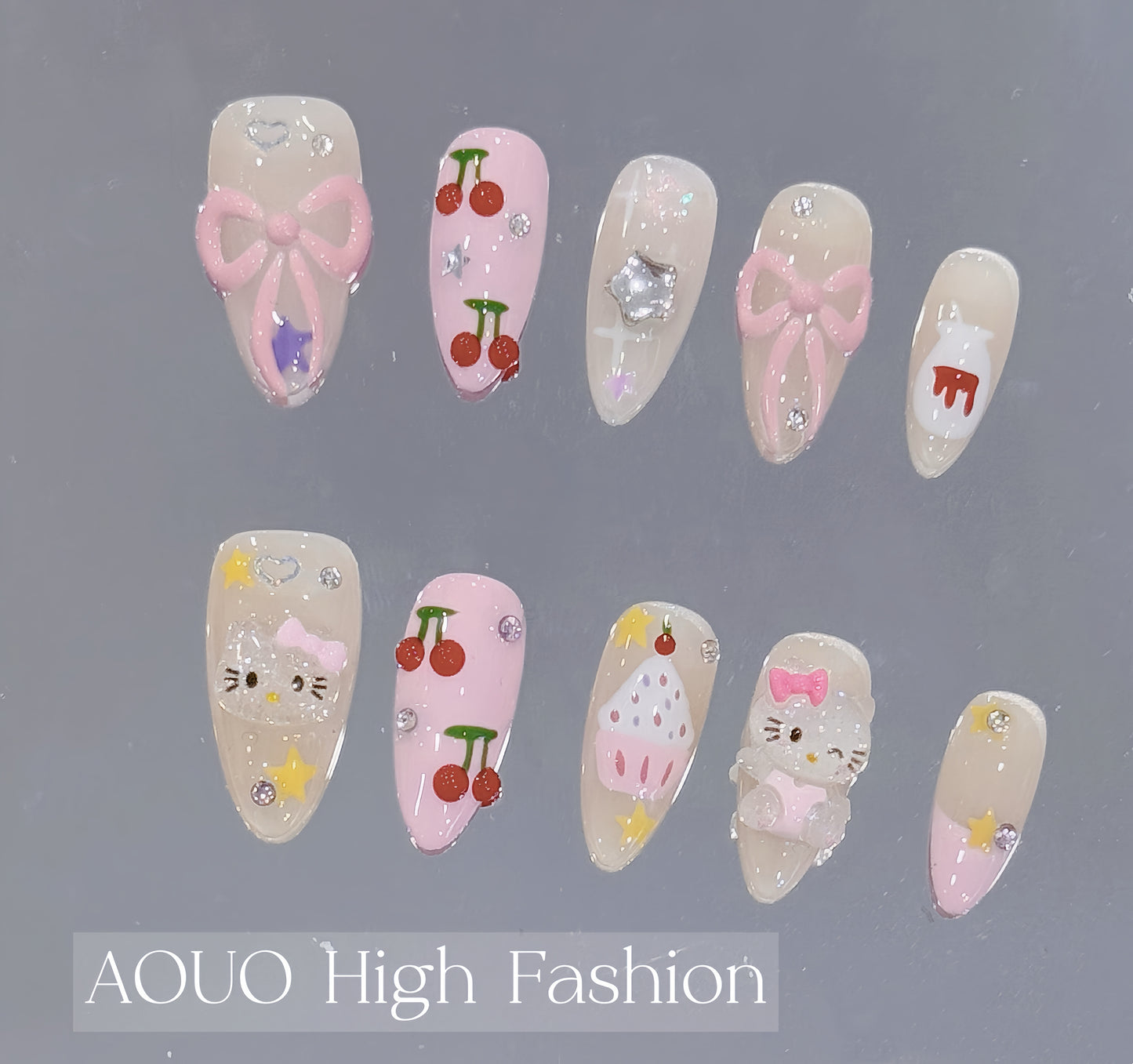 Cherry Hello Kitty Character Nails