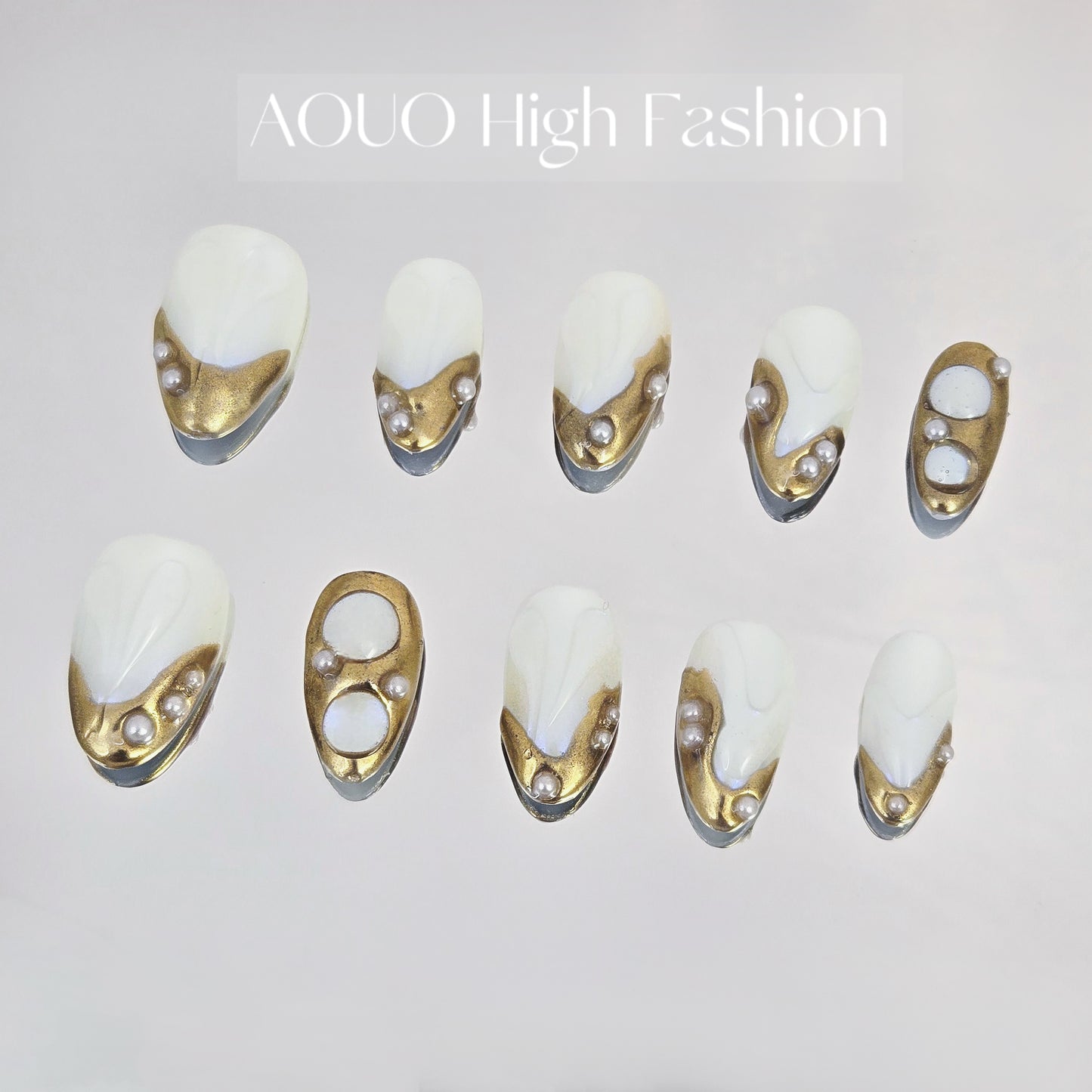 Gold 3D Y3K Nails