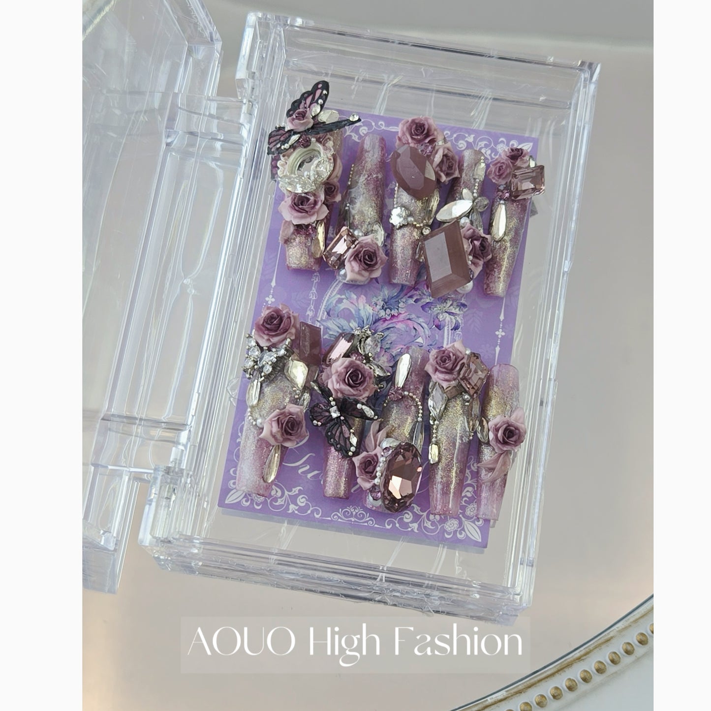 Rose Encounter of the Butterfly Monet Garden Nails