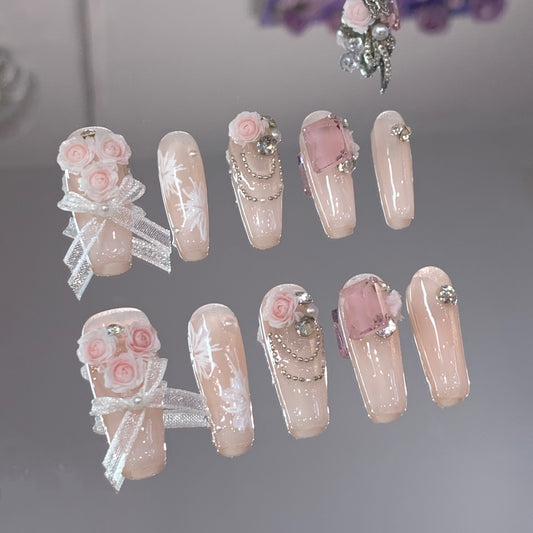 Rosé Elegance Monet Long Nails