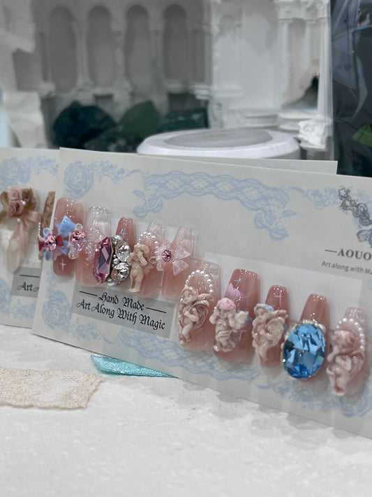 Five Angel Swarovski Nails