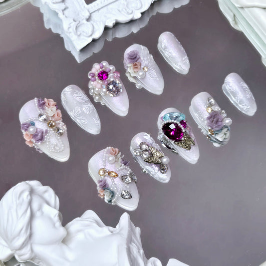 Celestial Lace Swarovski Nails