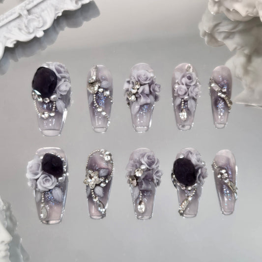 Twilight Bloom Swarovski Nails