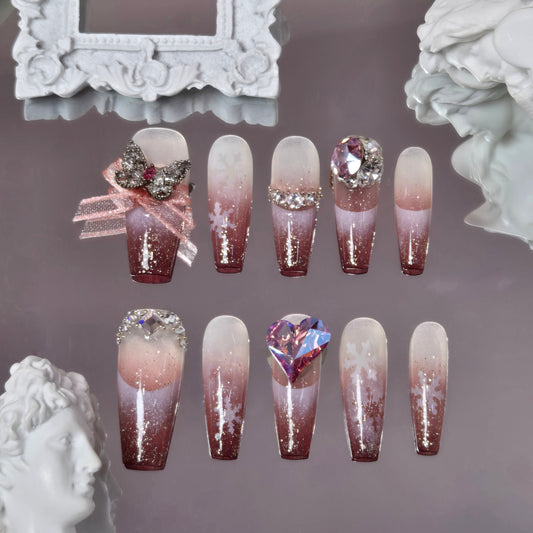 Frosted Elegance Swarovski Nails