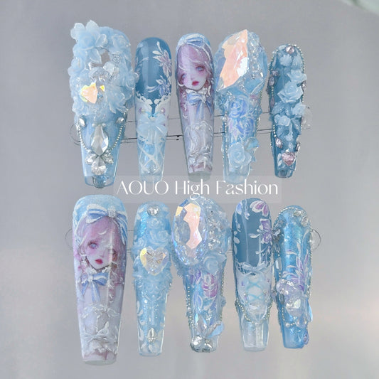The Mirror Girl Character & Sculpt Flower Nails