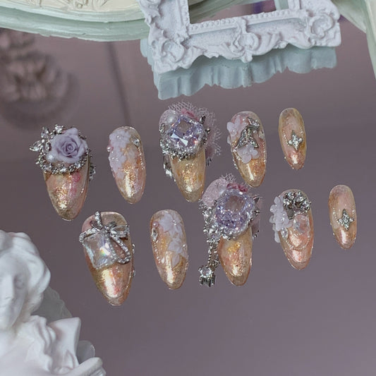 Golden Ember Swarovski Nails