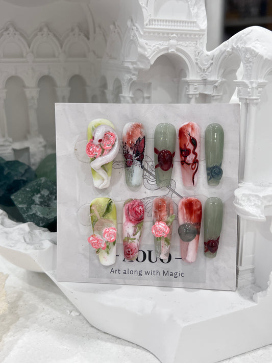 Jade Snake Chinese Nails