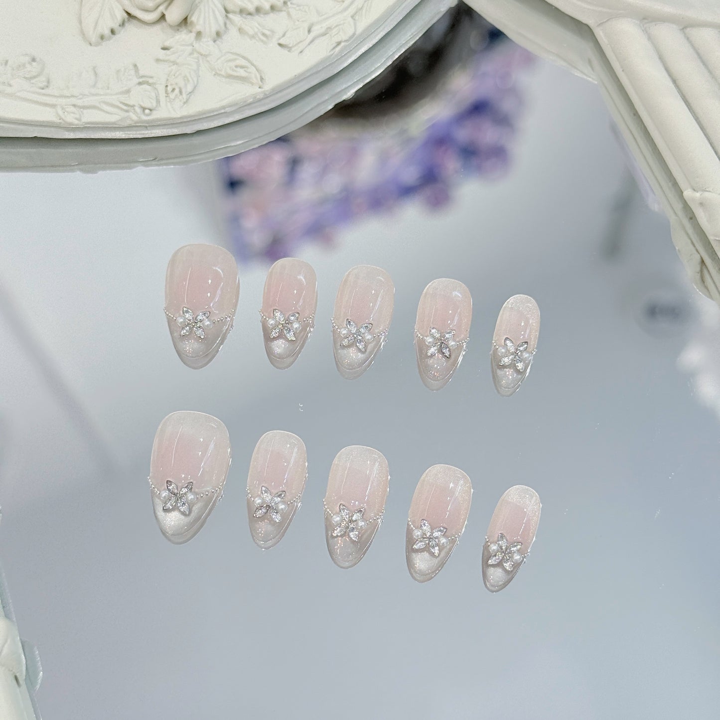 French Four-Leaf Clover Love Nails