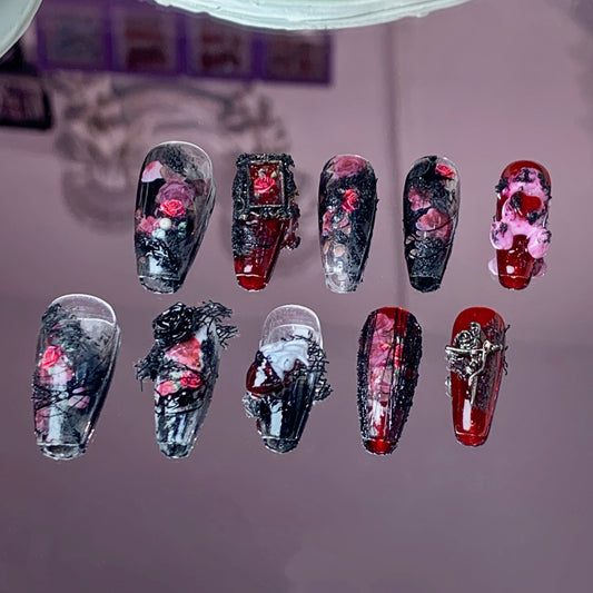 Crimson Eclipse Dark Nails