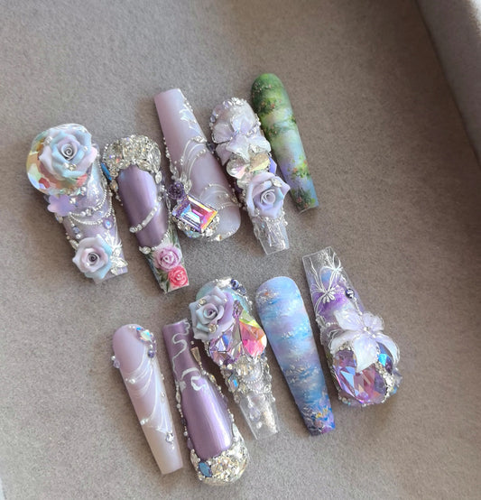 Rainbow Swarovski Monet Nails
