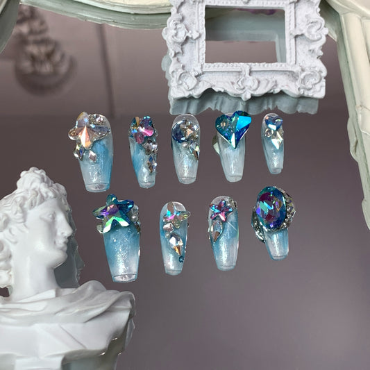 Lagoon Love Swarovski Nails