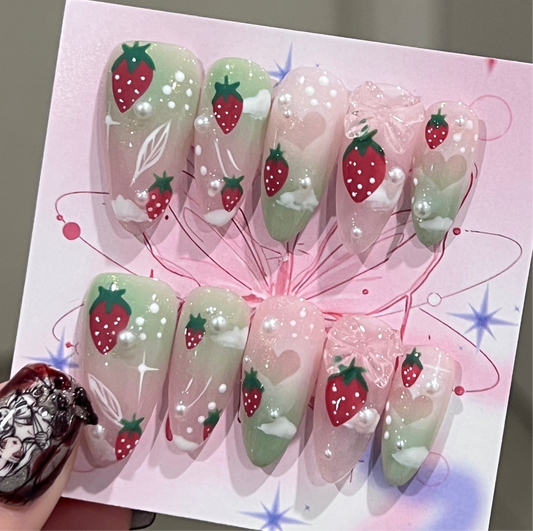 Strawberry Cloud Cool Nails