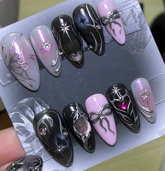Chrome Pink Butterfly Cool Nails
