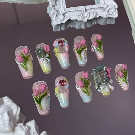 Floral Symphony Swarovski Nails