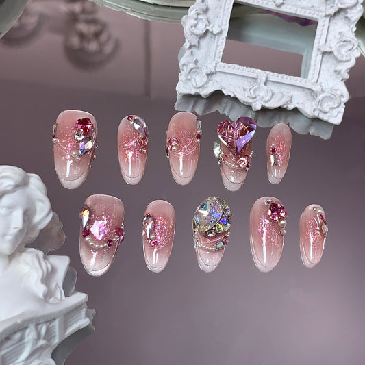 Pink Aura Swarovski Nails