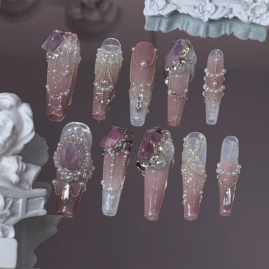 Lustrous Pearl Swarovski Nails
