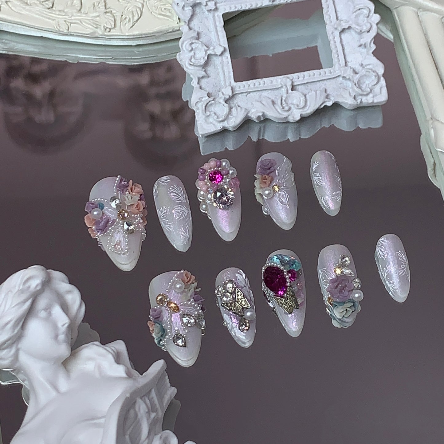 Celestial Lace Swarovski Nails