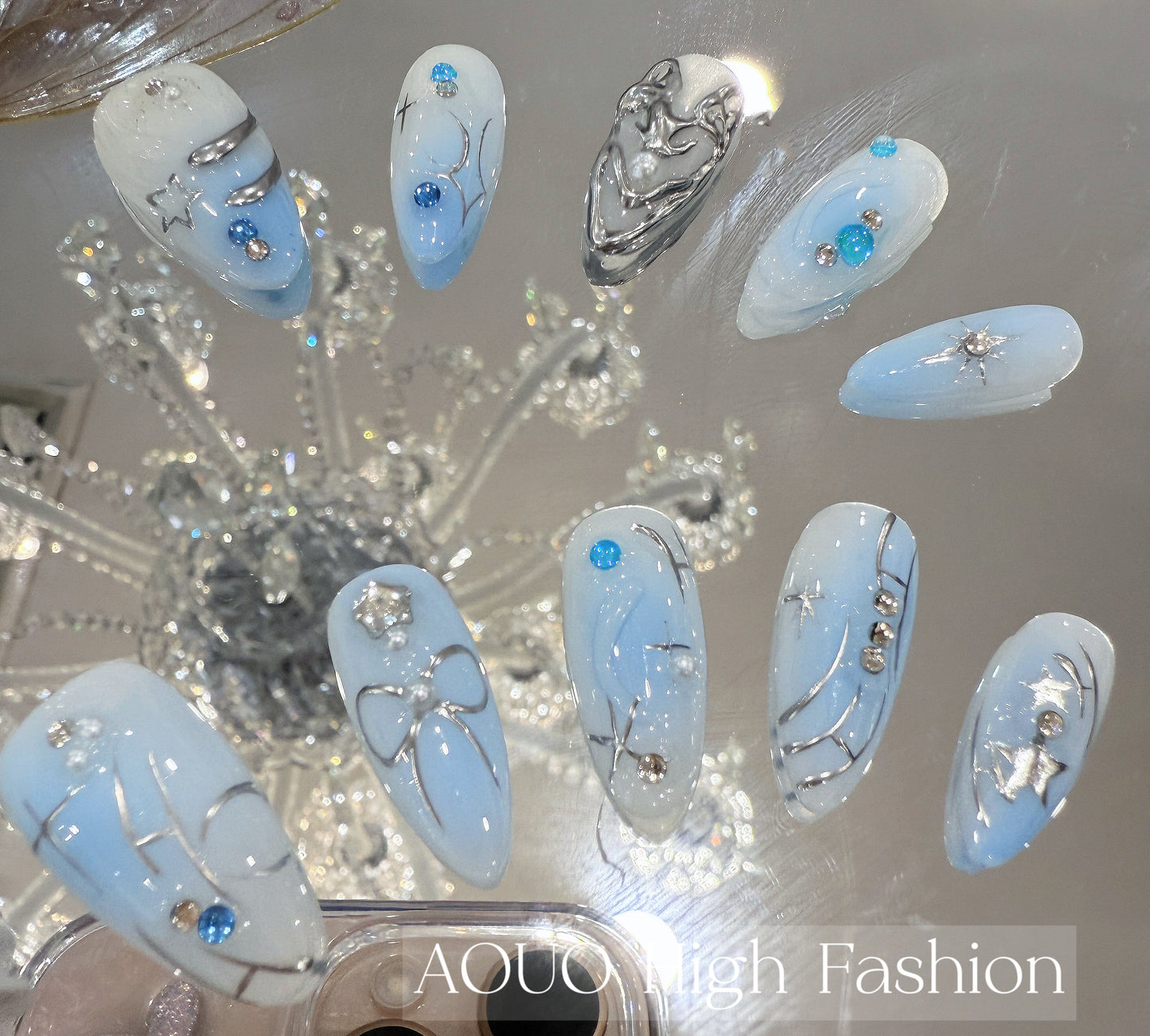 Chrome Blue Dream Cool Nails