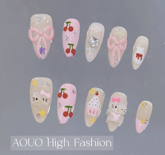 Cherry Hello Kitty Character Nails