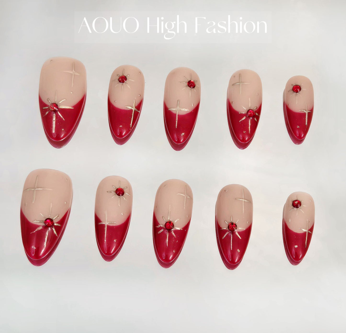 Red French Y3K Nails