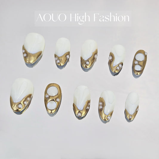Gold 3D Y3K Nails