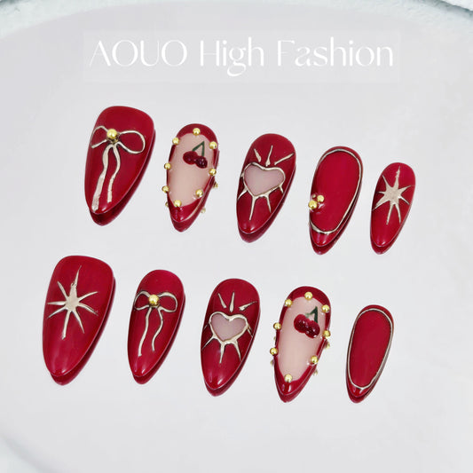 Cherry Red Y3K Nails